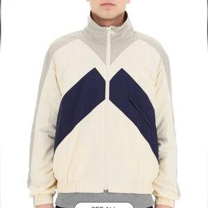 Kenzo Cream and Gray Bomber Jacket Contemporary Style Size M